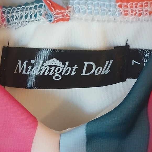 Midnight Doll Multi Color Strpe Dress With Adjustable Straps Size 7 - Picture 3 of 10